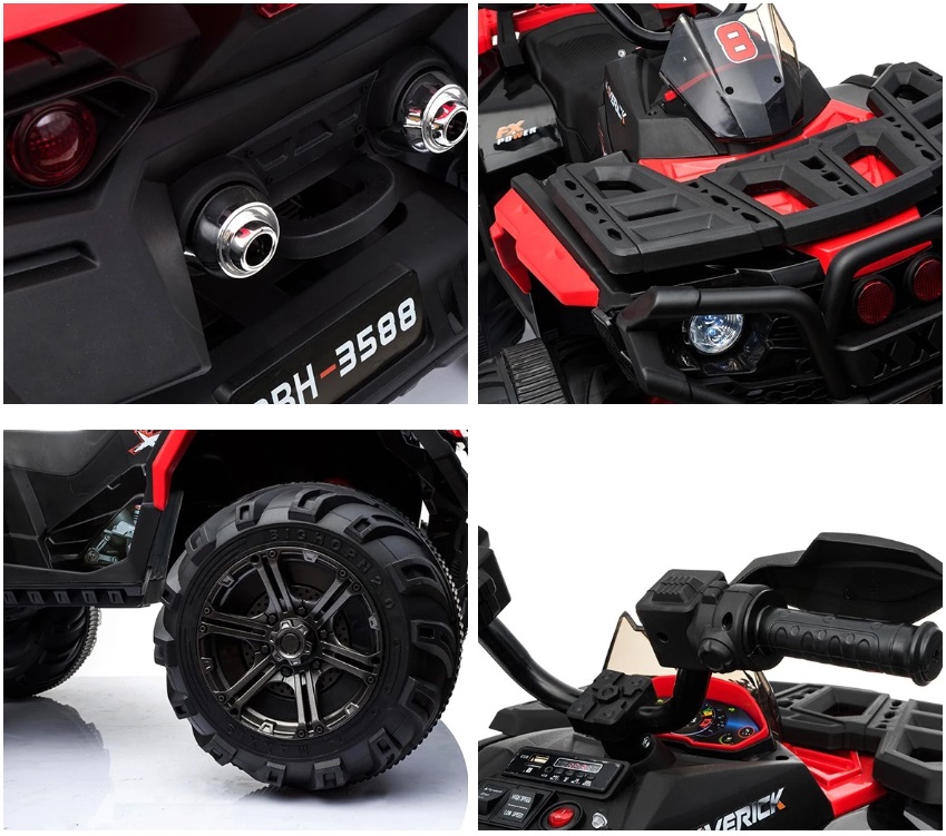 ATV electric cu amortizoare si roti din plastic Maverick 4×4 Red marca Nichiduta cu comanda online