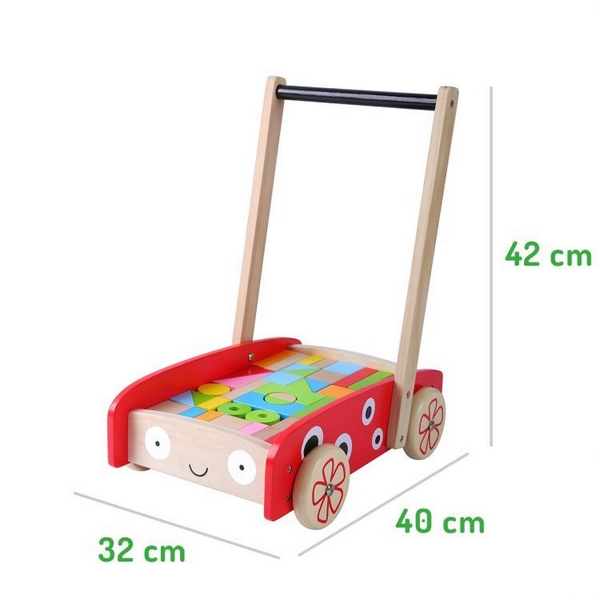 Antemergator din lemn + 40 de cuburi Ecotoys marca Ecotoys cu comanda online