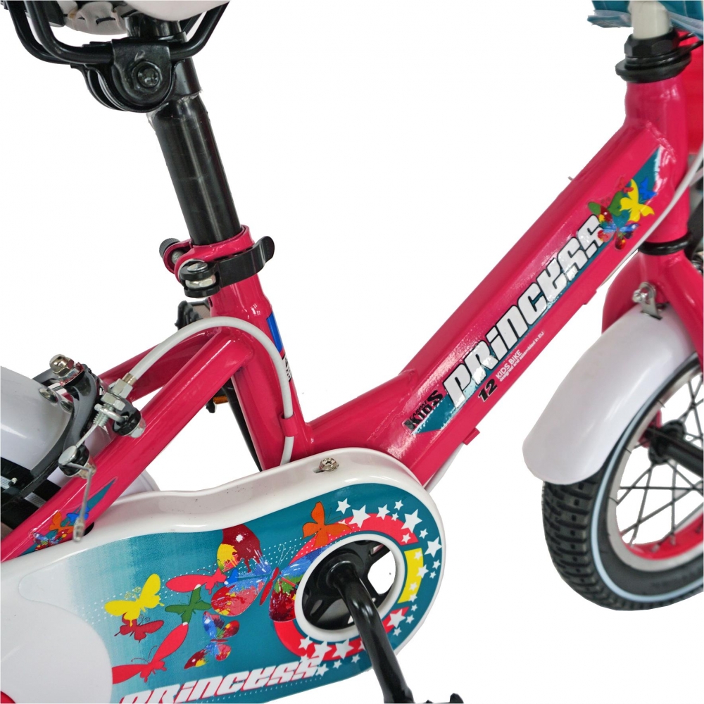 Bicicleta Carpat Princess C1208C 12 cu cosulet si roti ajutatoare 2-4 ani fucsiaverde marca CARPAT cu comanda online