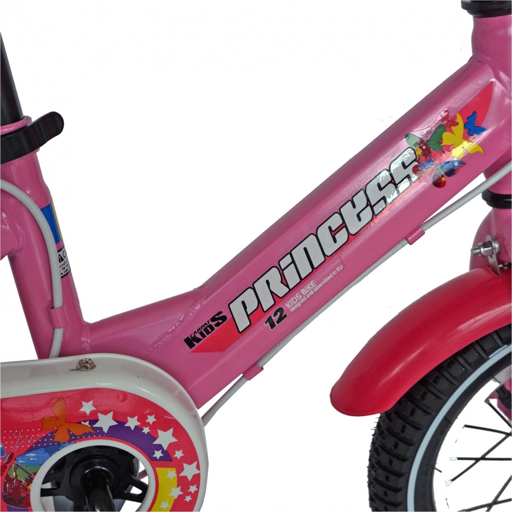 Bicicleta Carpat Princess C1208C 12 cu cosulet si roti ajutatoare 2-4 ani rozalb marca CARPAT cu comanda online