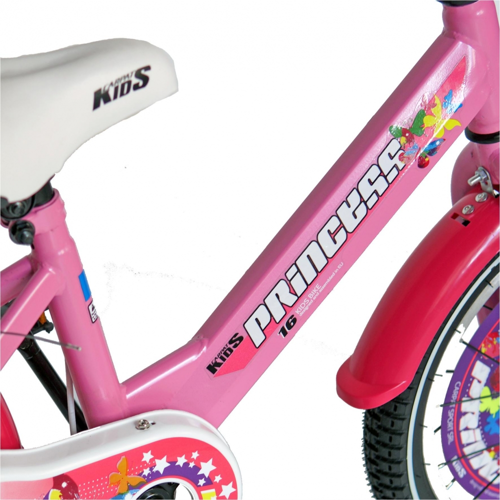 Bicicleta Carpat Princess C1608C 16 V-Brake cu cosulet si roti ajutatoare 4-6 ani rozalb marca CARPAT cu comanda online