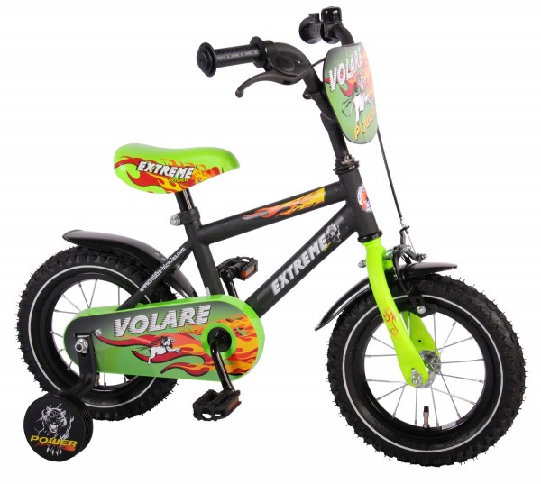 Bicicleta baieti 12 inch Volare Extreme cu roti ajutatoare si vopsea negru mat marca Volare cu comanda online