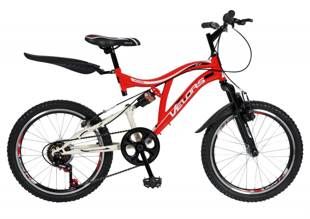 Bicicleta copii MTB-FS 20 Velors V2059A cadru otel rosu alb marca VELORS cu comanda online