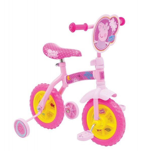 Bicicleta copii Peppa Pig 10 inch 2 in 1 cu si fara pedale marca MVS cu comanda online