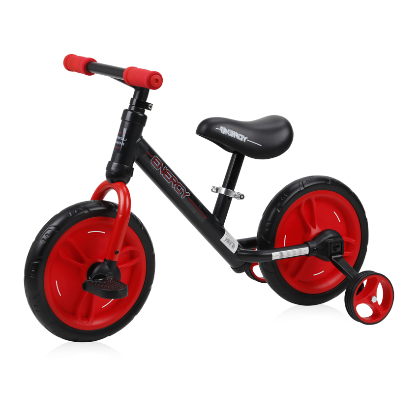 Bicicleta de tranzitie 2 in 1 Energy cu pedale si roti auxiliare Black Red marca LORELLI cu comanda online