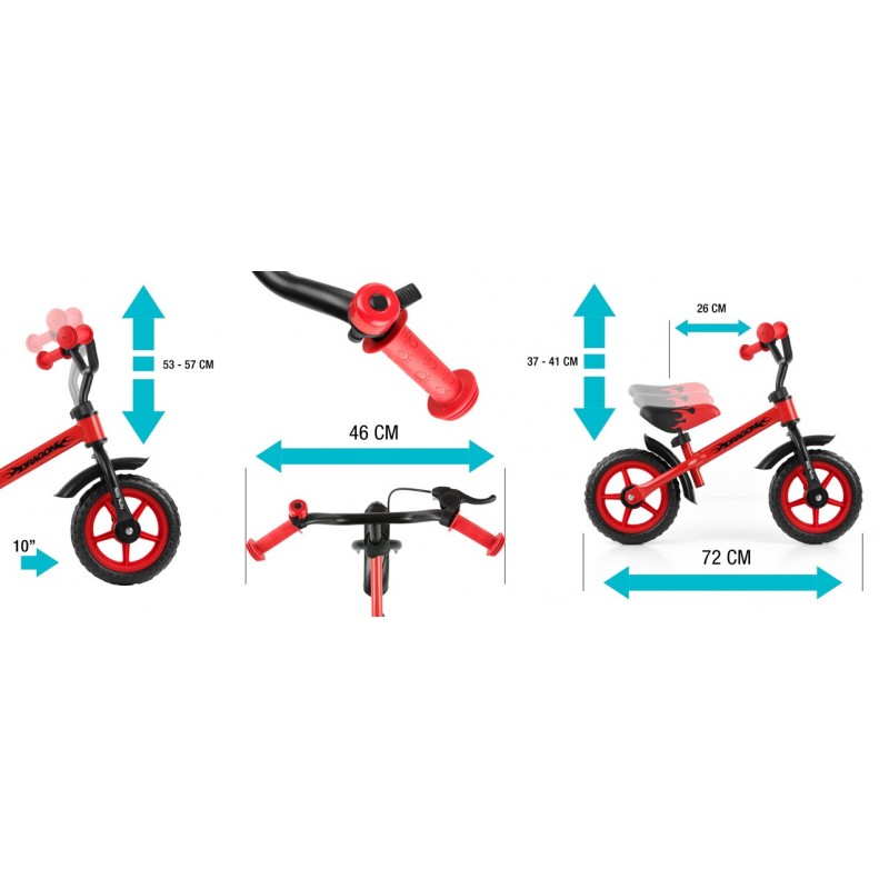 Bicicleta fara pedale cu frana Dragon Red marca Milly Mally cu comanda online