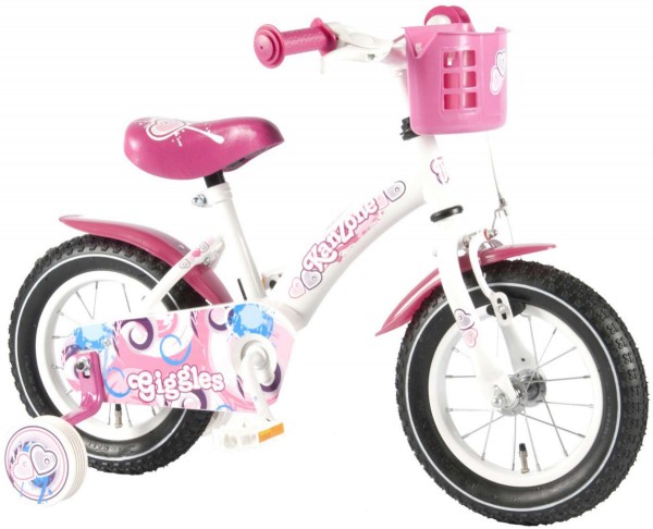 Bicicleta fete 12 inch Volare Bike Giggles cu roti ajutatoare si cosulet roz marca Volare cu comanda online