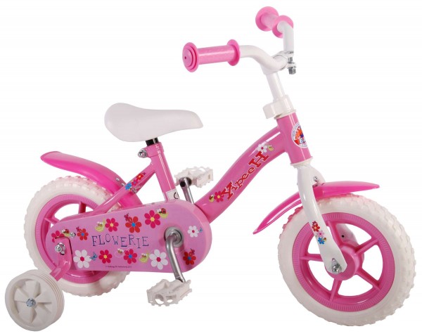 Bicicleta fetite 10 inch Volare Flowerie Roze cu roti ajutatoare marca Volare cu comanda online