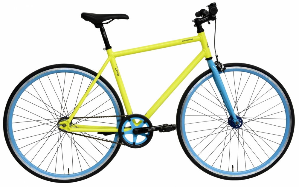 Bicicleta oras Dhs Fixie 2896 440 mm galben albastru 28 inch marca DHS cu comanda online