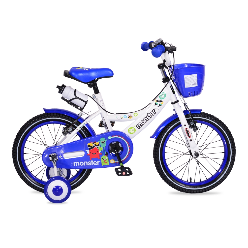 Bicicleta pentru baieti cu roti ajutatoare Little Monster Blue 20 inch marca MONI cu comanda online