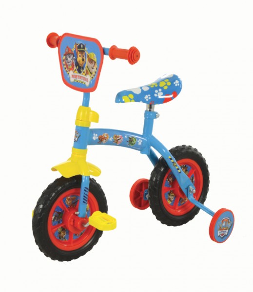 Bicicleta pentru copii 2 in 1 cu roti ajutatoare Paw Patrol marca MVS cu comanda online