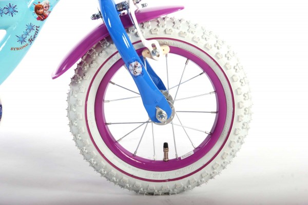 Bicicleta pentru fete 12 inch cu scaun pentru papusi roti ajutatoare si cosulet Frozen marca Volare cu comanda online