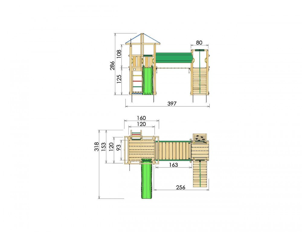 Complex de joaca Jungle Gym Hut-Bridge Modul marca JUNGLE GYM cu comanda online