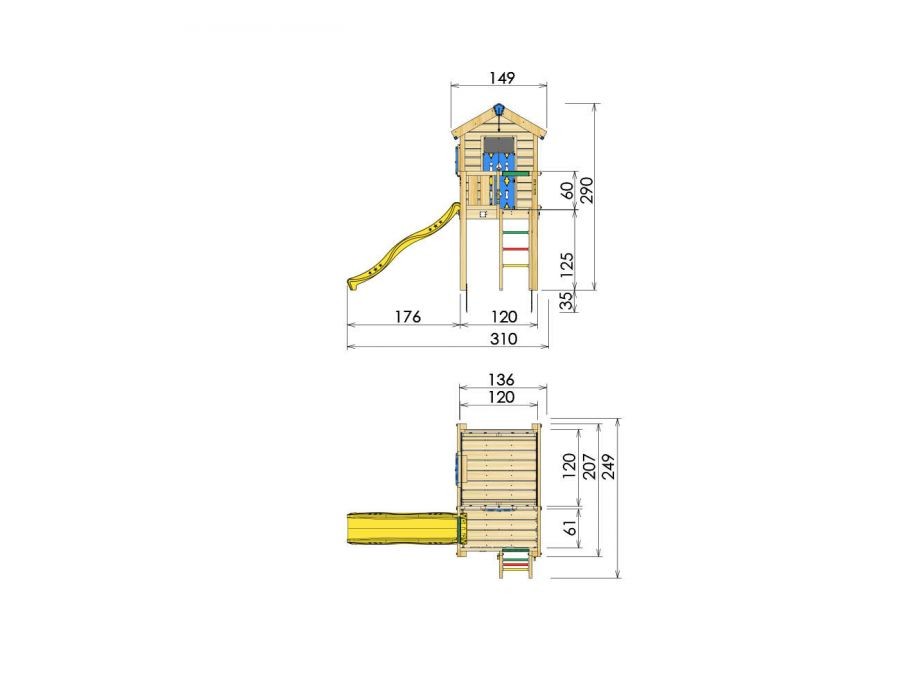 Complex de joaca Playhouse L cu casuta din copac marca JUNGLE GYM cu comanda online