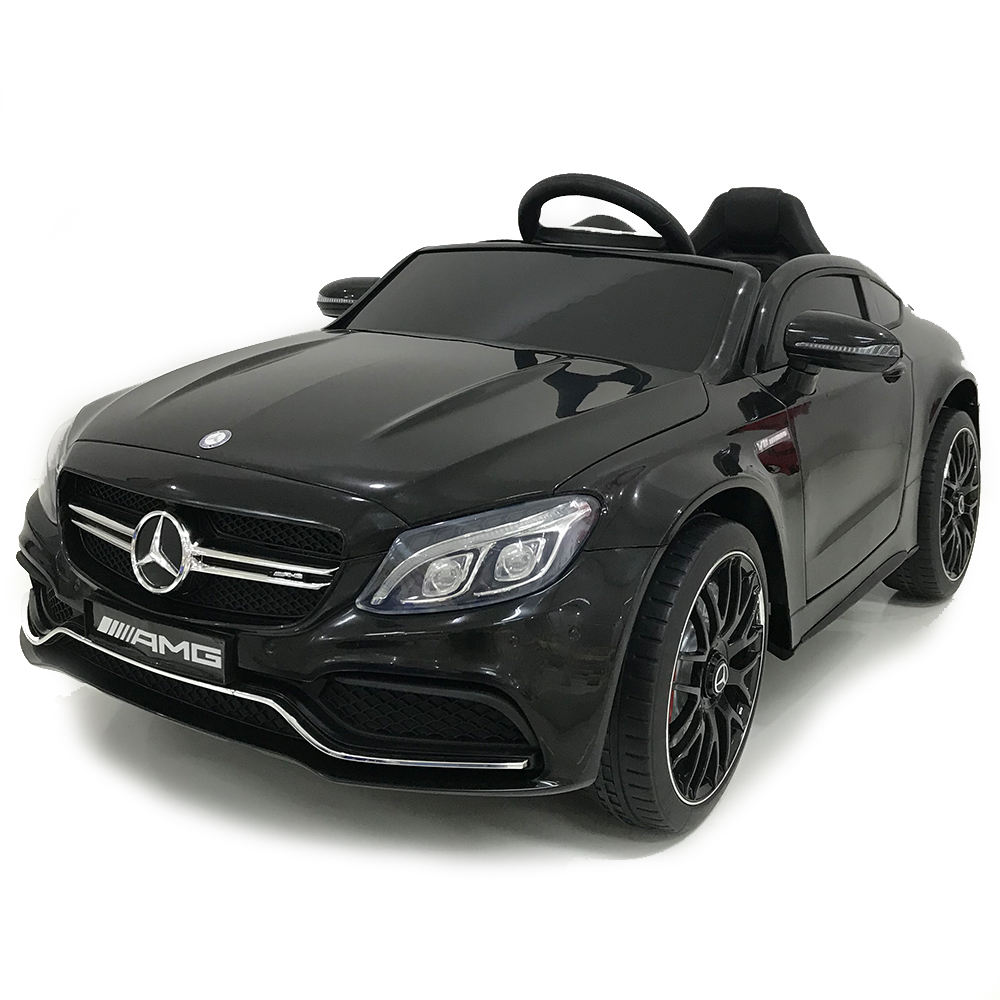 Masinuta electrica cu roti din cauciuc si deschidere usi Mercedes Benz C63s Black marca MERCEDES-BENZ cu comanda online