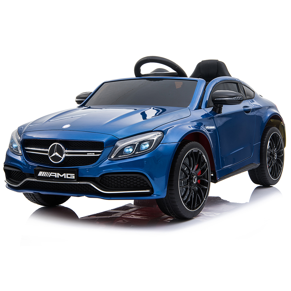 Masinuta electrica cu roti din cauciuc si deschidere usi Mercedes Benz C63s Blue marca MERCEDES-BENZ cu comanda online