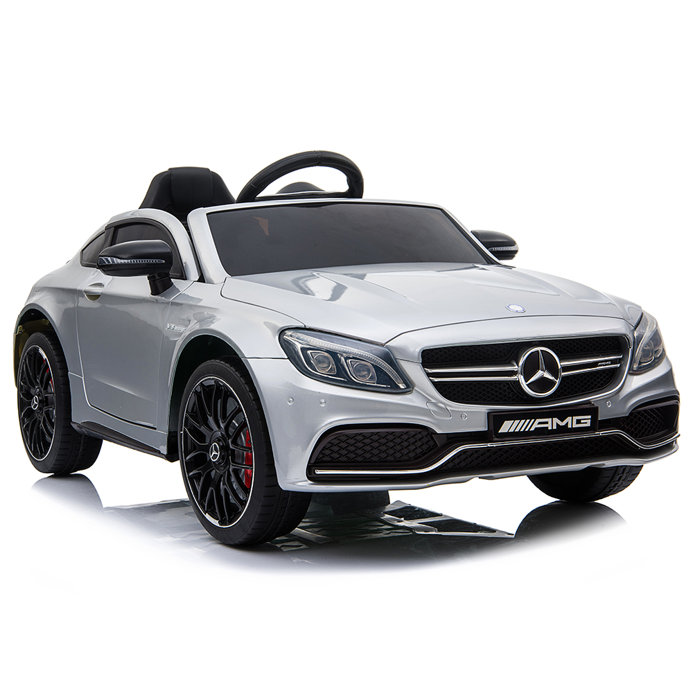 Masinuta electrica cu roti din cauciuc si deschidere usi Mercedes Benz C63s Silver marca MERCEDES-BENZ cu comanda online