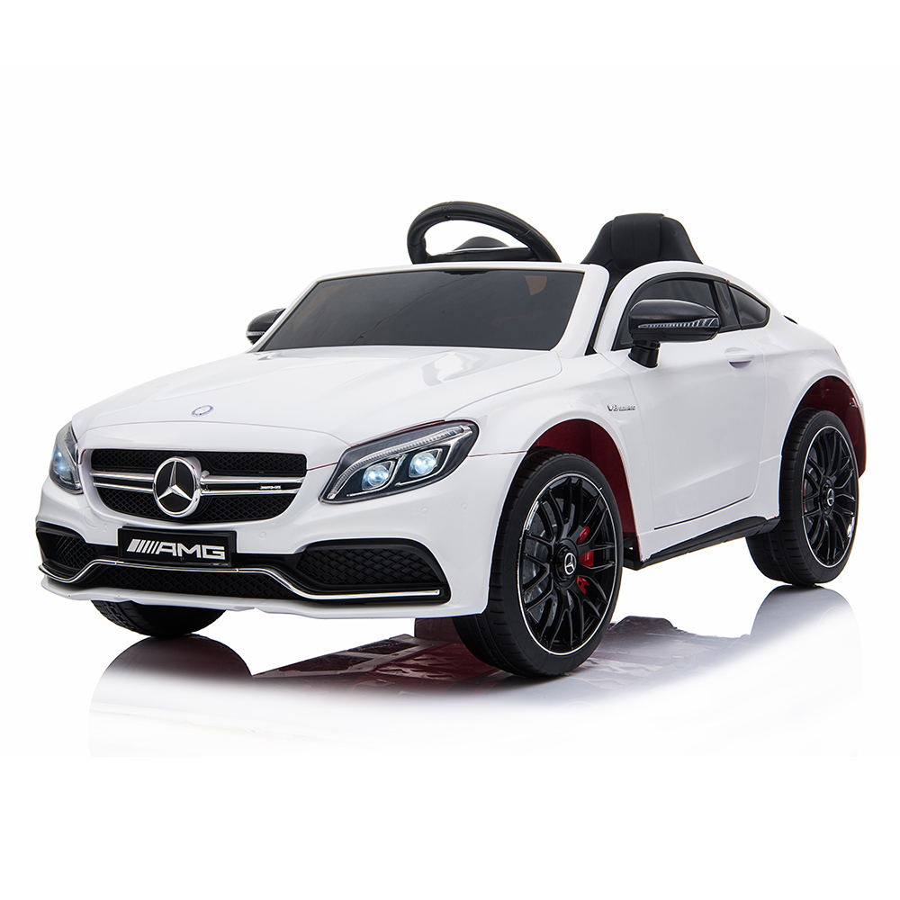 Masinuta electrica cu roti din cauciuc si deschidere usi Mercedes Benz C63s White marca MERCEDES-BENZ cu comanda online