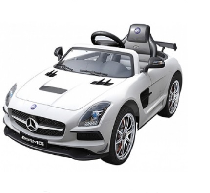 Masinuta electrica cu telecomanda si roti eva Mercedes SLS AMG Alba marca MERCEDES-BENZ cu comanda online