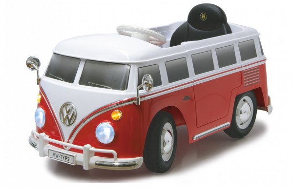 Masinuta electrica pentru copii Volkswagen Bus T1 Jamara 460234 rosu cu alb si control parental 27mhz 12V marca Jamara cu comanda online