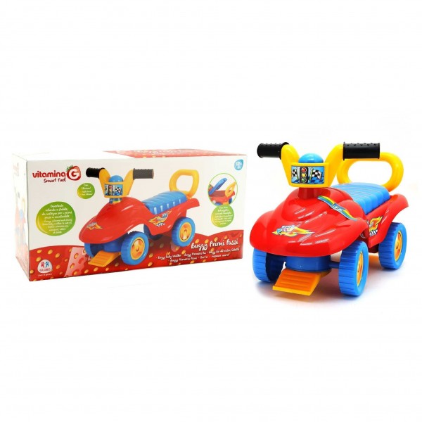 Masinuta pentru copii de impins interactiva Buggy multicolora cu portbagaj marca VITAMINA G cu comanda online