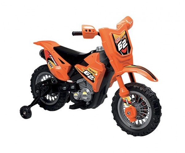 Motocicleta electrica Enduro Motocross 6V portocalie marca Globo cu comanda online