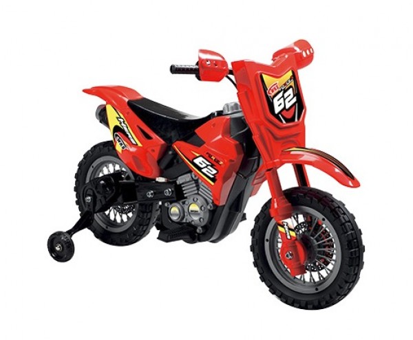 Motocicleta electrica Enduro Motocross 6V rosie marca Globo cu comanda online