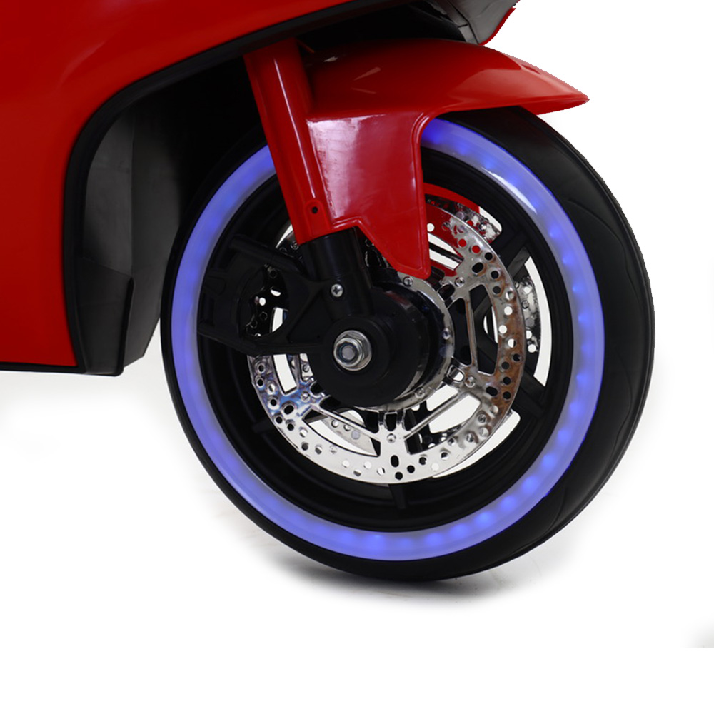 Motocicleta electrica cu scaun de piele si lumini LED Napoleon Red marca MONI cu comanda online