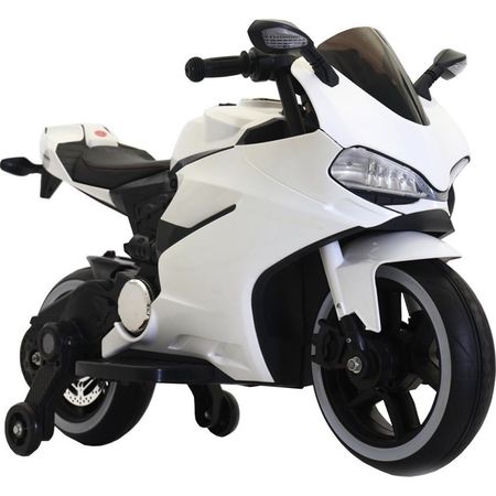 Motocicleta electrica cu scaun de piele si lumini LED Napoleon White marca MONI cu comanda online