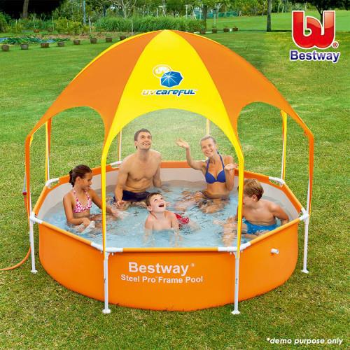 Piscina Steel Pro cu Acoperis UV Careful 40+ UPF marca BESTWAY cu comanda online