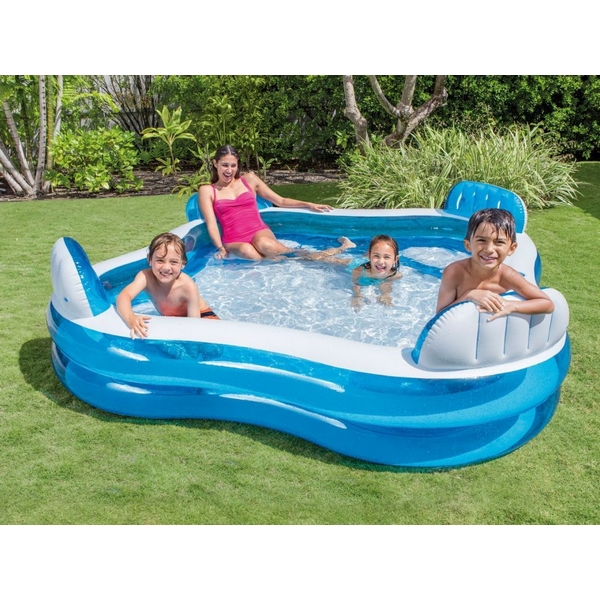 Piscina gonflabila cu scaune Intex forma patrata 229 x 229 cm marca Ecotoys cu comanda online