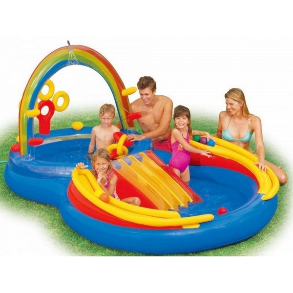 Piscina gonflabila pentru copii cu tobogan Intex 297 x 193 x 135 cm marca Ecotoys cu comanda online