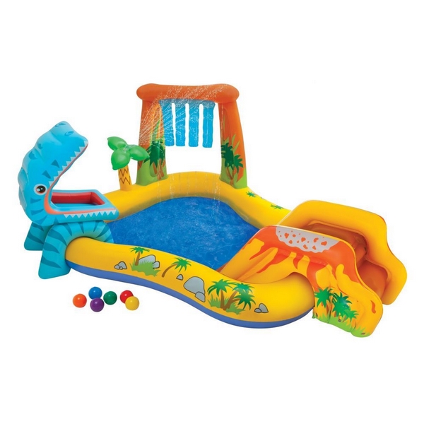 Piscina gonflabila pentru copii cu tobogan Intex marca Ecotoys cu comanda online