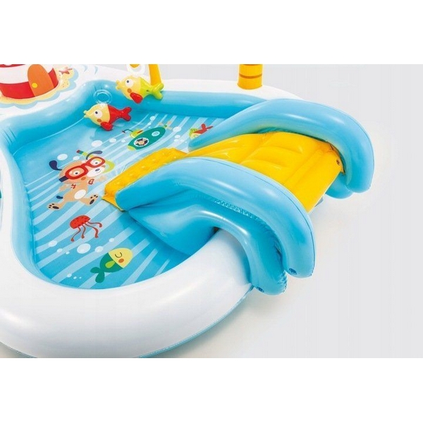 Piscina gonflabila pentru copii cu tobogan pescar Intex marca Ecotoys cu comanda online