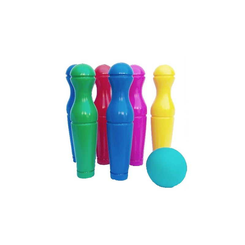 Set de bowling cu 9 popice Colour Fun marca Super Plastic Toys cu comanda online