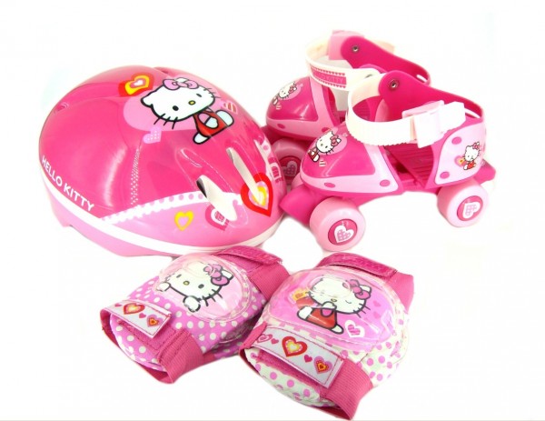 Set rotile Hello Kitty Saica pentru copii cu accesorii protectie si casca marimi reglabile 24-29 marca Saica cu comanda online