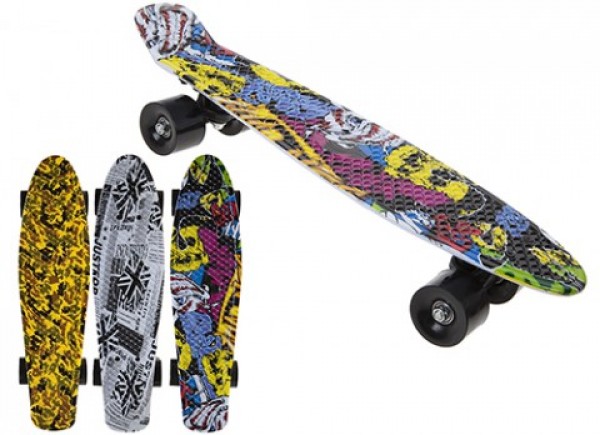 Skateboard copii longboard model Retro Multicolor 57cm lungime 50kg marca PMS cu comanda online