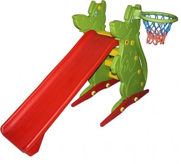 Spatiu de joaca cu tobogan si cos de basket marca King Kids cu comanda online