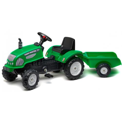 Tractor cu Pedale si Remorca Farm Master 720i Verde marca FALK cu comanda online