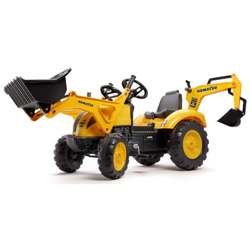 Tractor cu pedale Komatsu cu cupa, excavator si casca protectie marca FALK cu comanda online