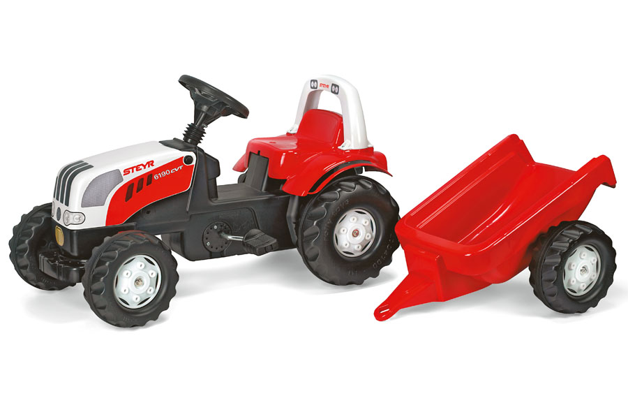 Tractor cu pedale si remorca Rolly Toys 012510 alb rosu marca ROLLY TOYS cu comanda online