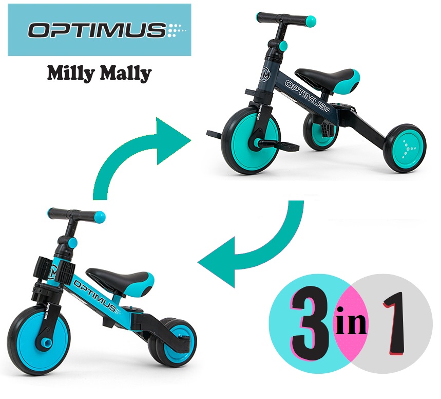 Tricicleta transformabila 3 in 1 Optimus Mint marca Milly Mally cu comanda online